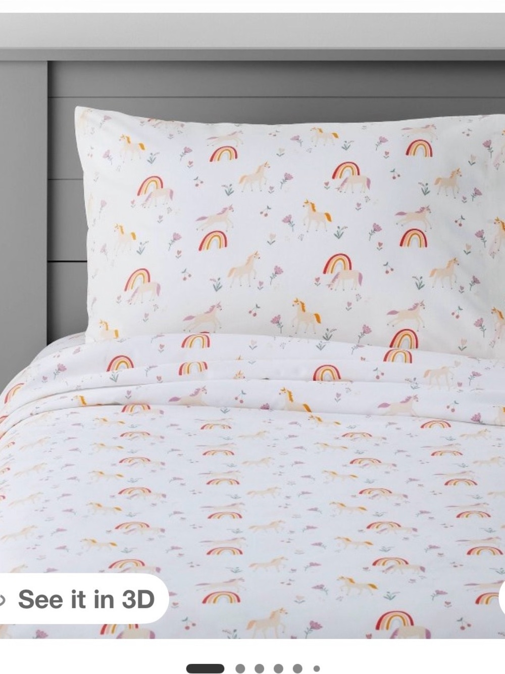 PillowfortUnicorn & Rainbow Twin sheet set.